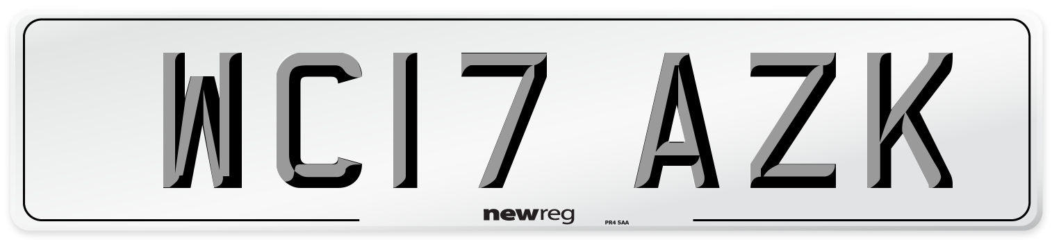 WC17 AZK Number Plate from New Reg